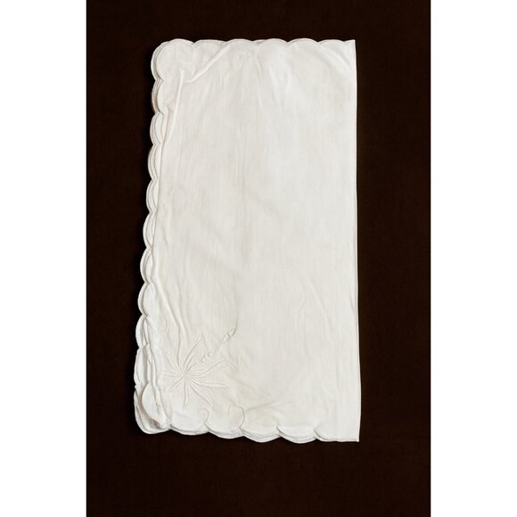 Unbranded Other - Fabric Napkins Set of 12 White With Embroidery And Scalloped Edges 15” READ